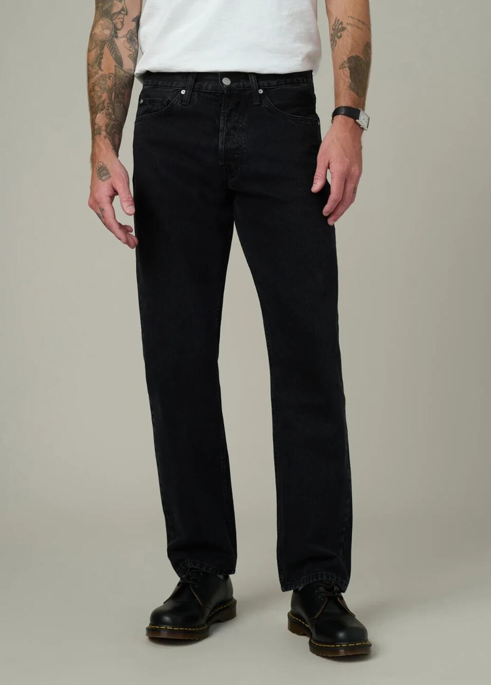 Joes Jeans The Roux Vintage Straight Jeans Denim Mens 32 Black Dorian Button Fly